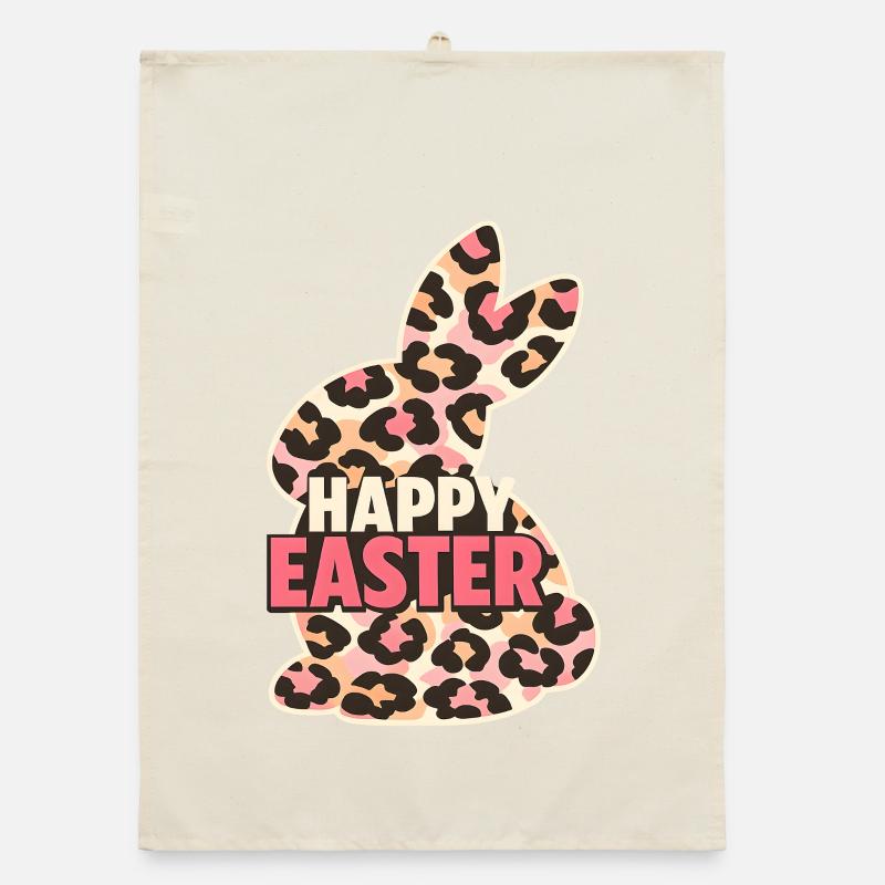 Frohe Ostern Osterhase Leopard Organic Geschirrtuch