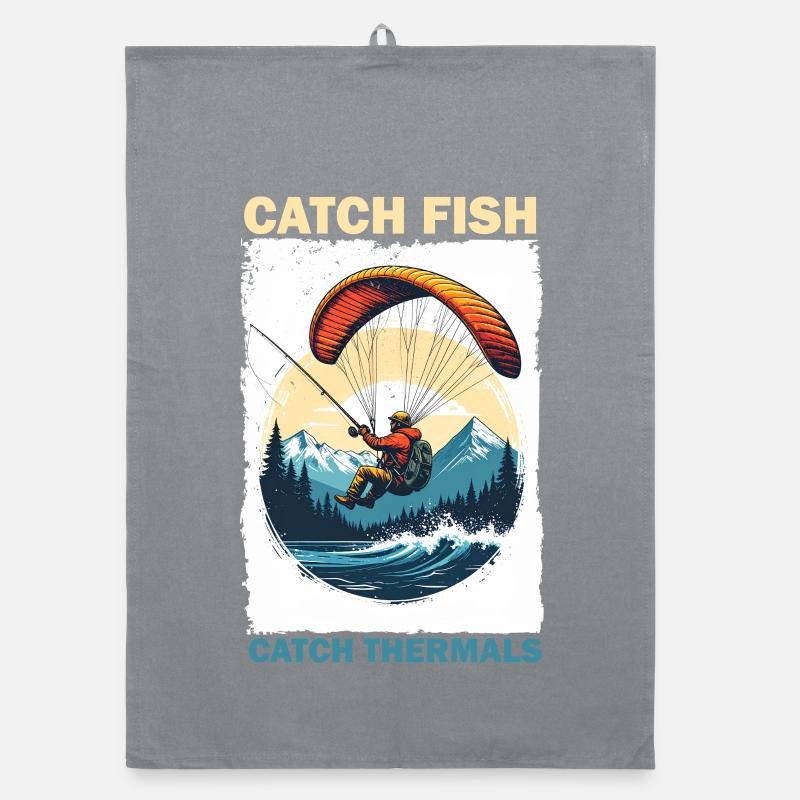 Conception de pêche aventureuse et de sports d'hiver Torchon bio