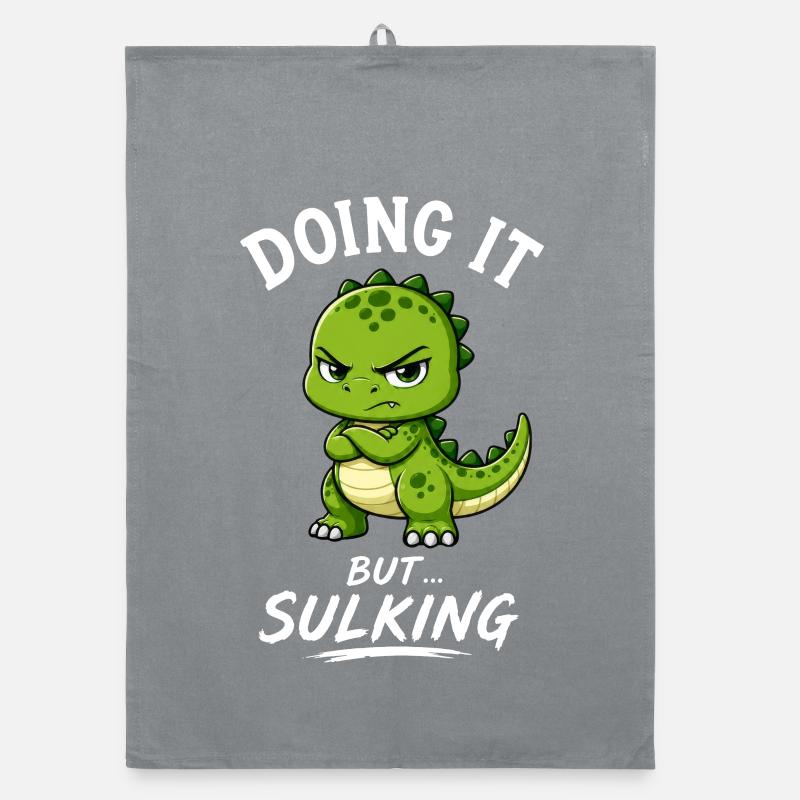 Grumpy T-Rex Cartoon Funny Animals Cute Organic dish towel