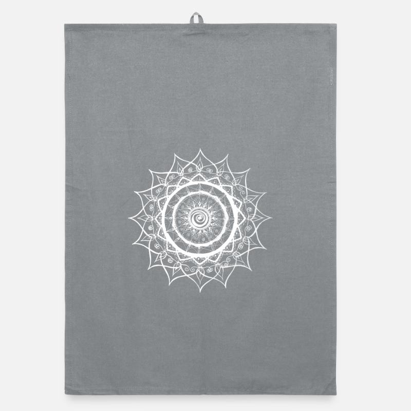 Mandala white, intuitive and hand painted Organic dish towel