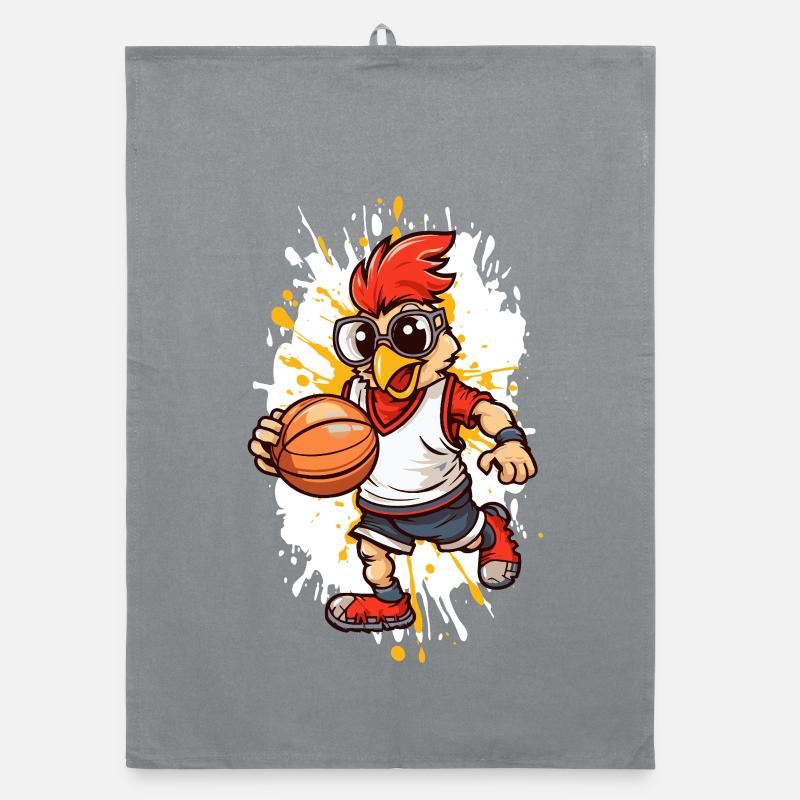 Poulet basketteur avec lunettes Torchon bio