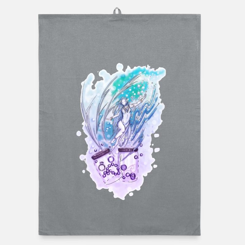 Wicca Wassermann Nixe Sternzeichen - Organic Geschirrtuch - Grau