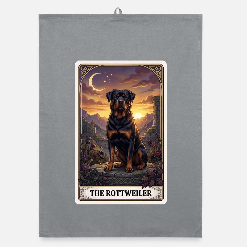Rottweiler Moonlight Tarot Organic dish towel