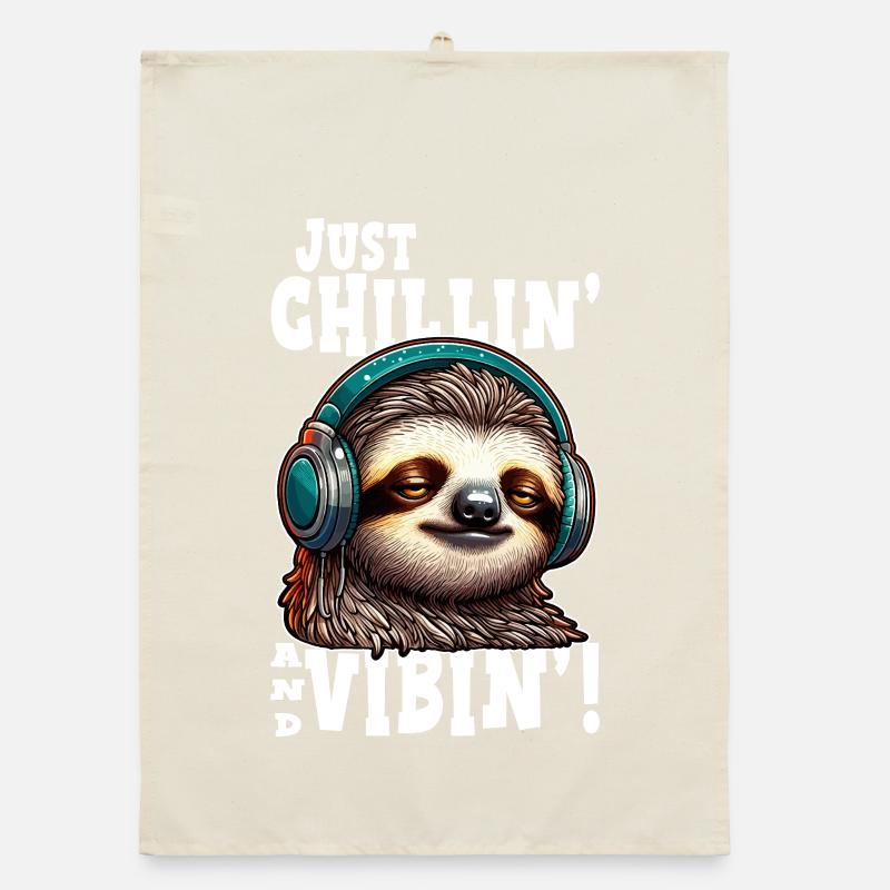 Sloth Chill Vibin graphic Organic dish towel