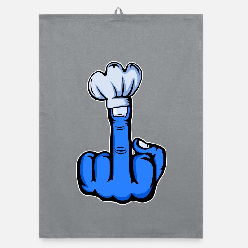 Middle Finger Stinky Finger Chef's Hat Design Blue Organic dish towel