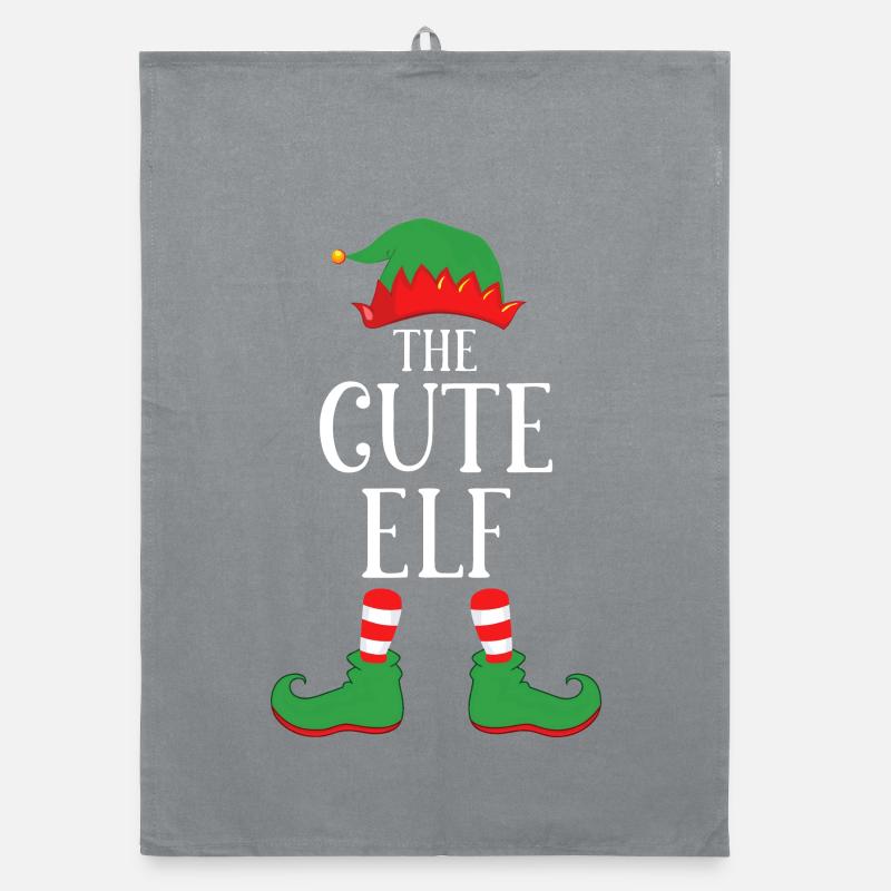 Cute Elf Typography Organic dish towel