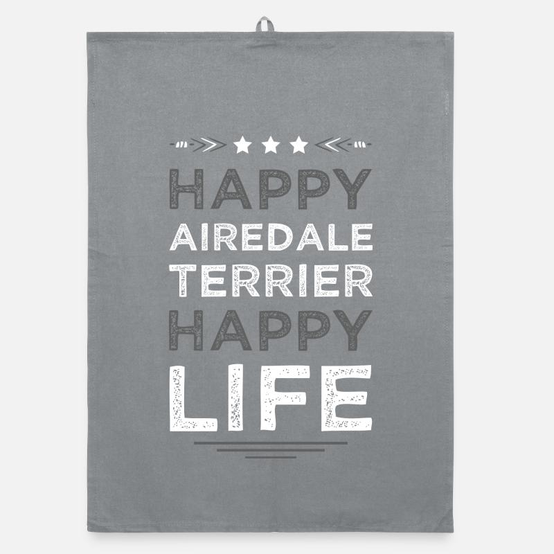 Happy Airedale Terrier Life Organic dish towel