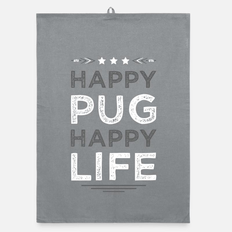 Pug Lebensfreude Design Organic Geschirrtuch