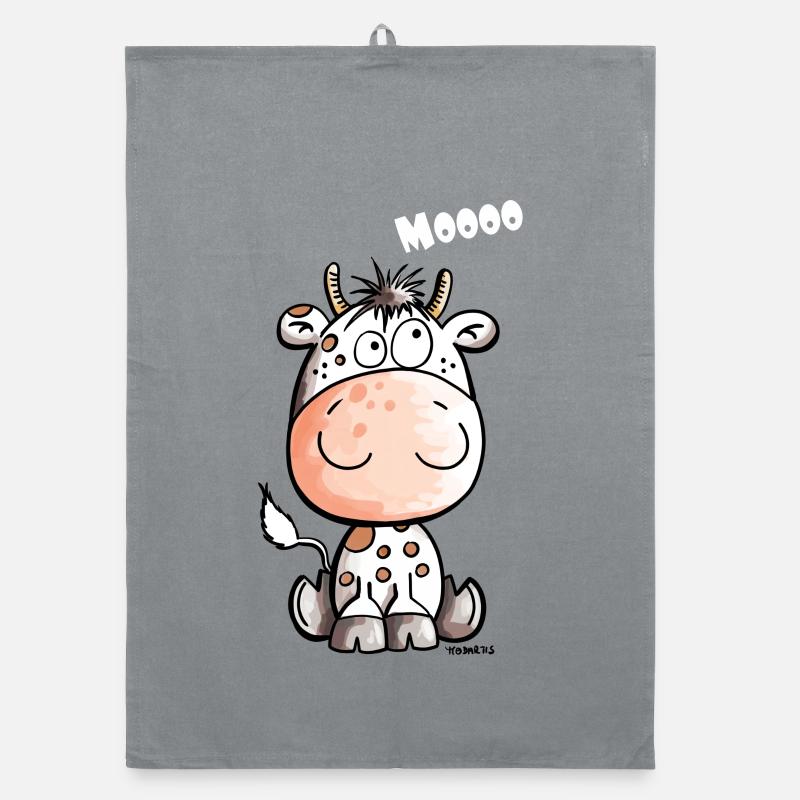 Mooo Kuh - Kalb - Kühe - Tiere - Comic - Fun Organic Geschirrtuch