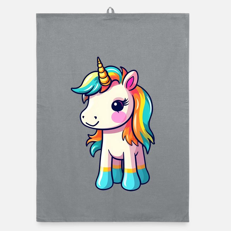Einhorn-Pride-Design | Einhorn | Regenbogen - Organic Geschirrtuch - Grau