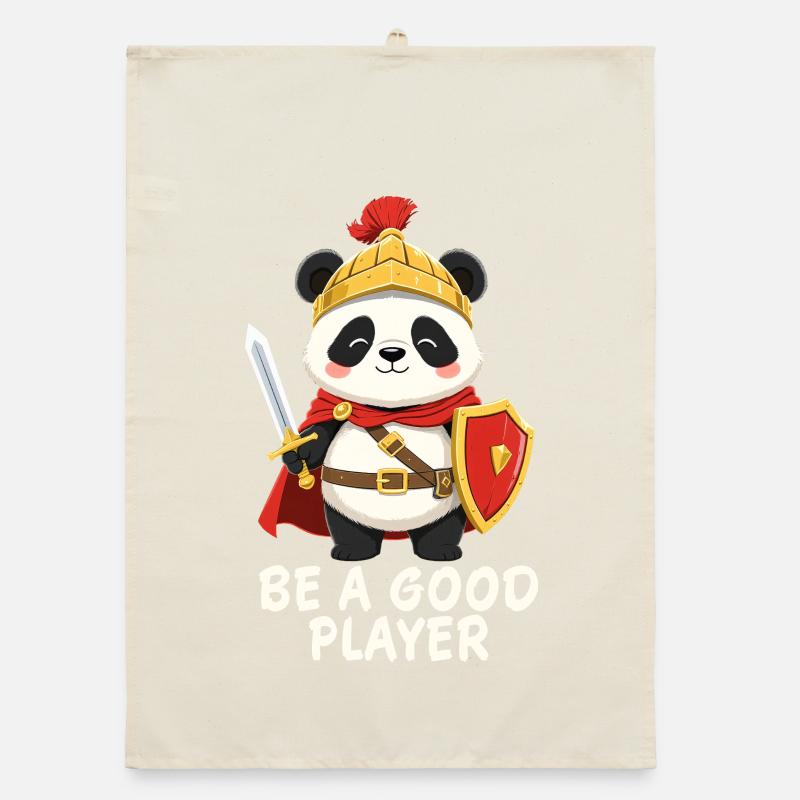 Panda Knight with Sword – Be A Good Player Organic dish towel