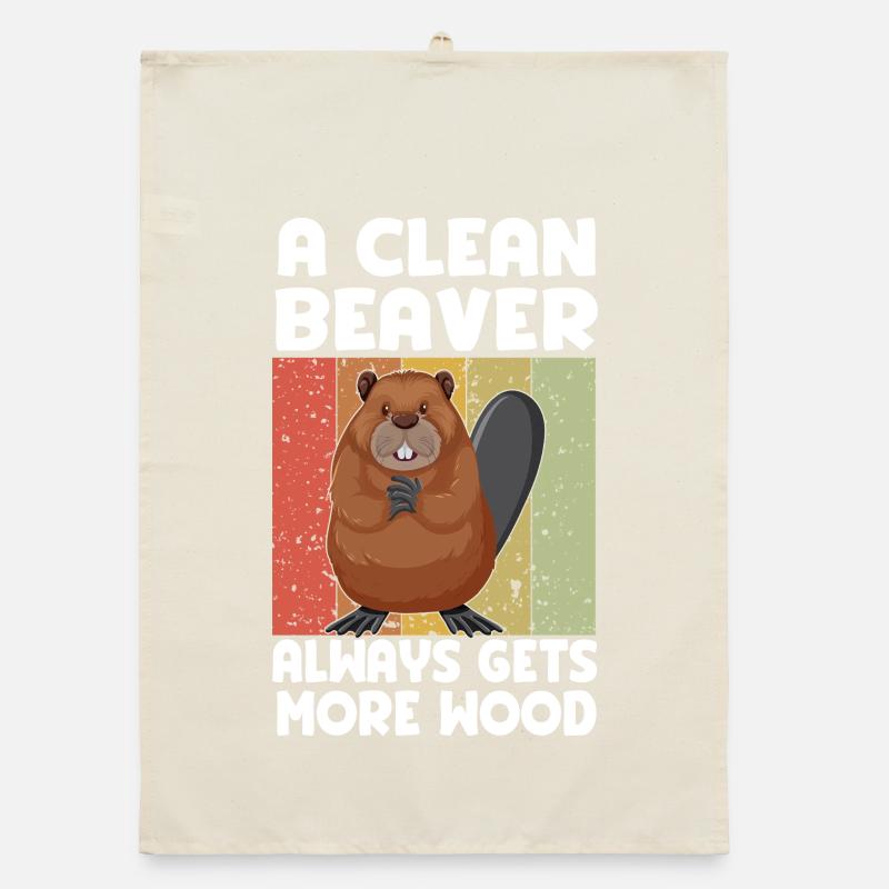 Sauberer Biber Holzspruch Organic Geschirrtuch