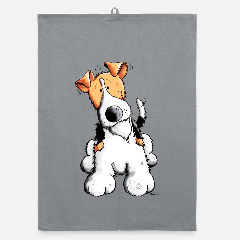 Funny Fox Terrier Organic dish towel