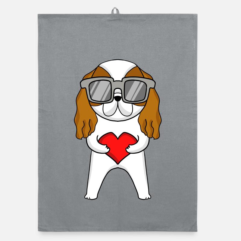 Cavalier King Charles Spaniel with sunglasses Organic dish towel