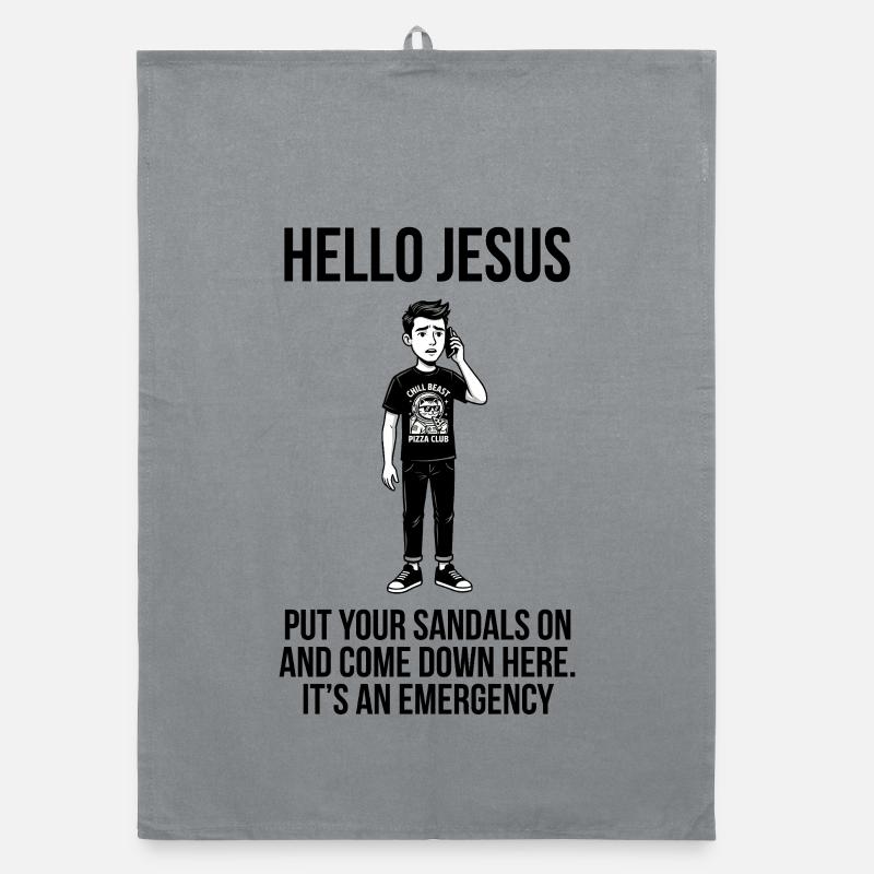 Hello Jesus - Dank Meme Sarcastic Organic dish towel