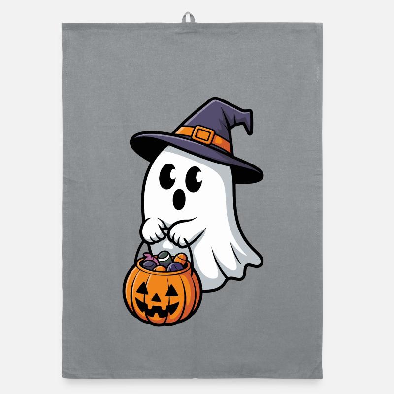 Scary Halloween Witch Ghost Design Organic dish towel
