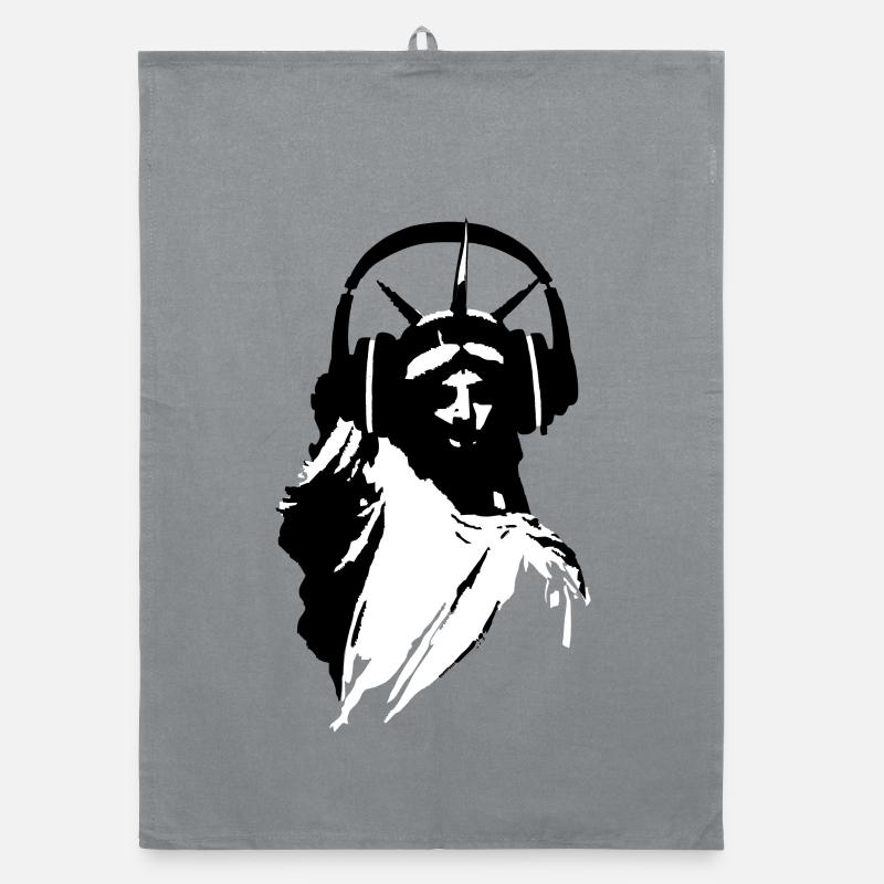 DJ Freiheitsstatue mit Kopfhörer Organic Geschirrtuch