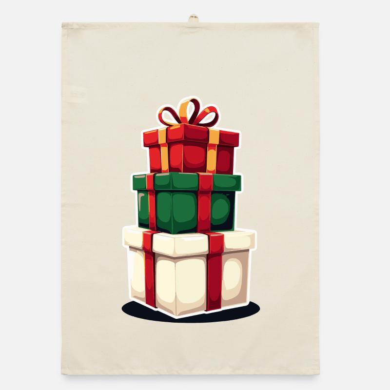 Illustration gestapelter Geschenkboxen Organic Geschirrtuch
