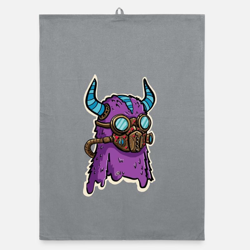 Monstre Violet Steampunk à Lunettes - Torchon bio - bruyère