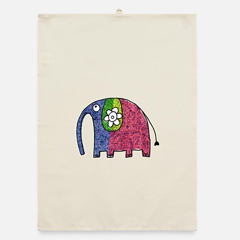 Mignon éléphant coloré Eli Torchon bio