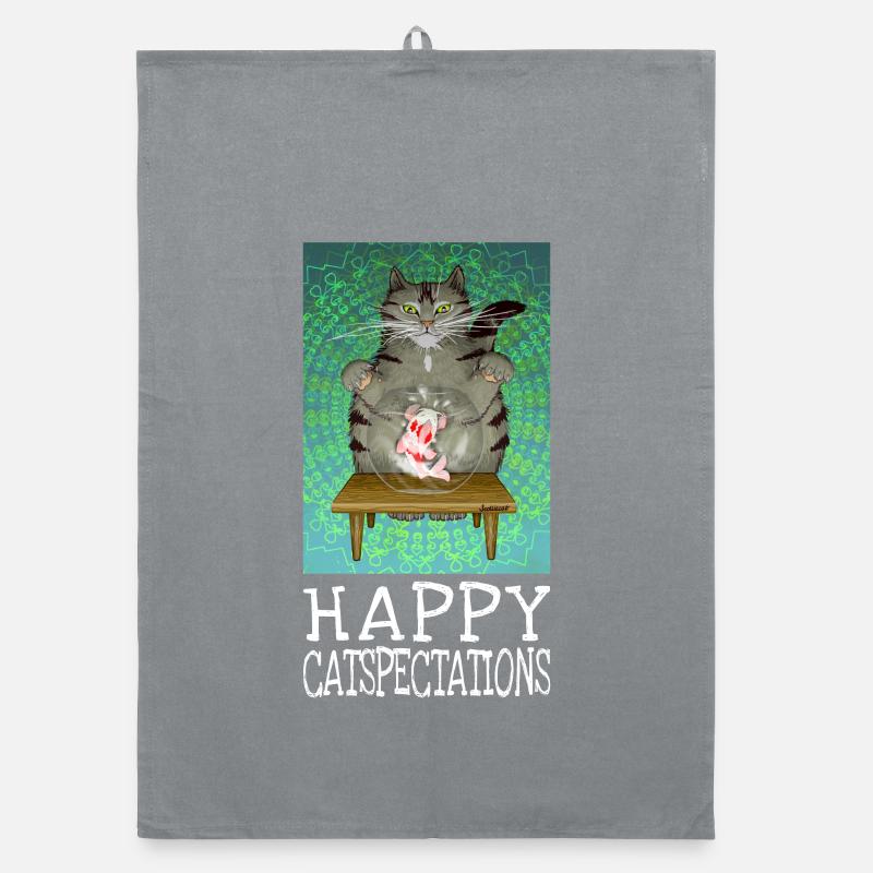 Happy Catspectations - Motivierende getigerte Katzenkunst Organic Geschirrtuch