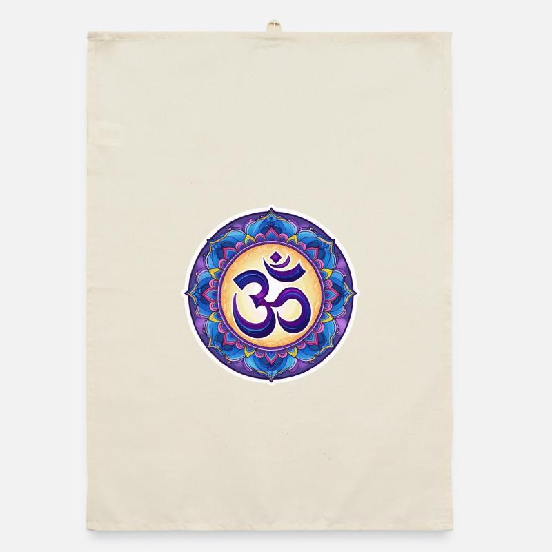 Mandala OM bleu et violet Torchon bio