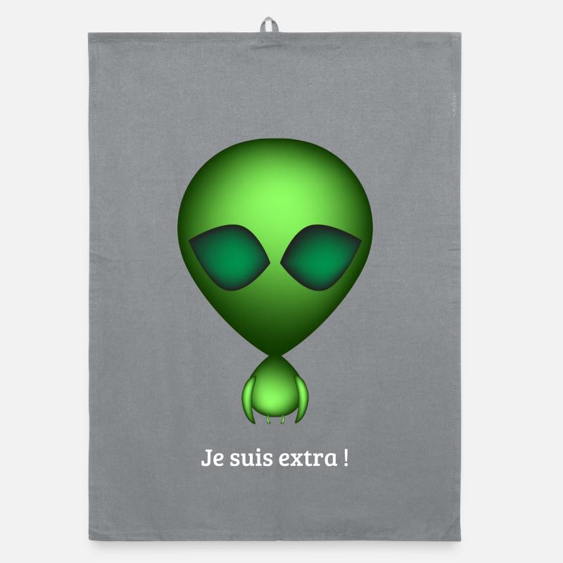 Alien Vert Je suis Extra - Torchon bio - bruyère