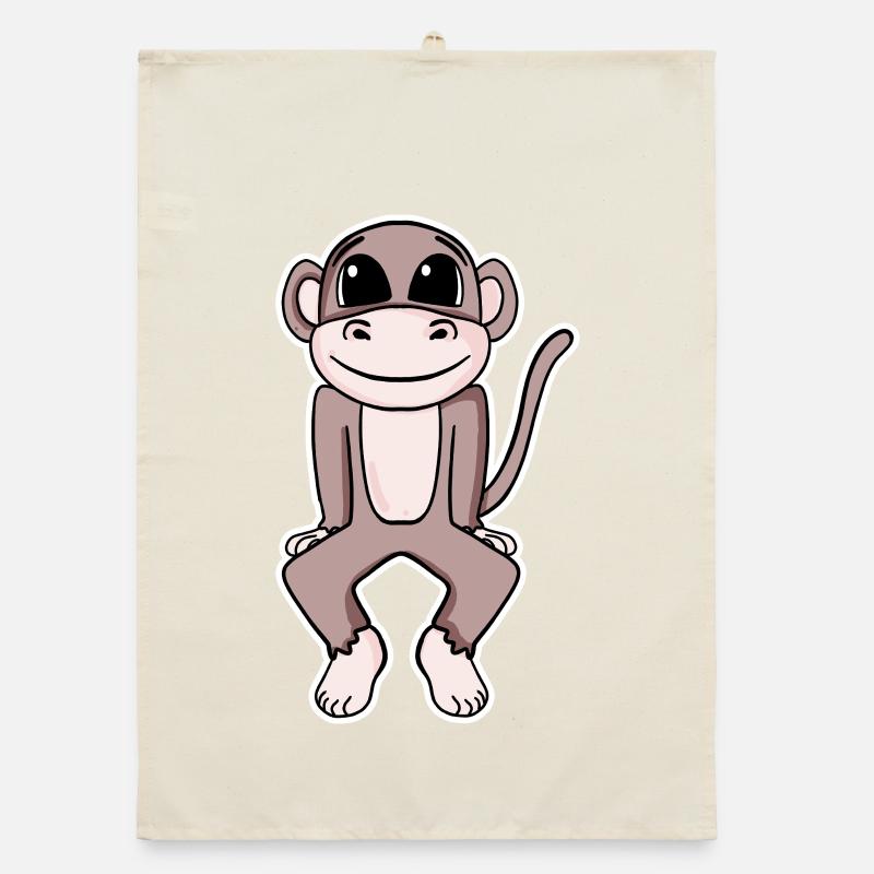 Cute monkey illustration Organic dish towel