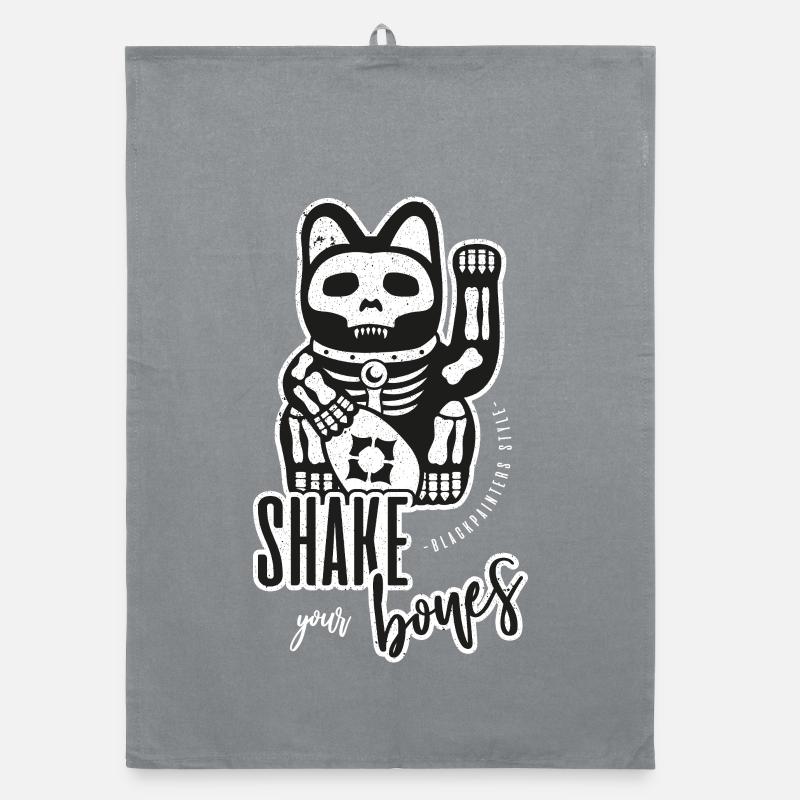 Chat qui agite le squelette - Secouez vos os Torchon bio