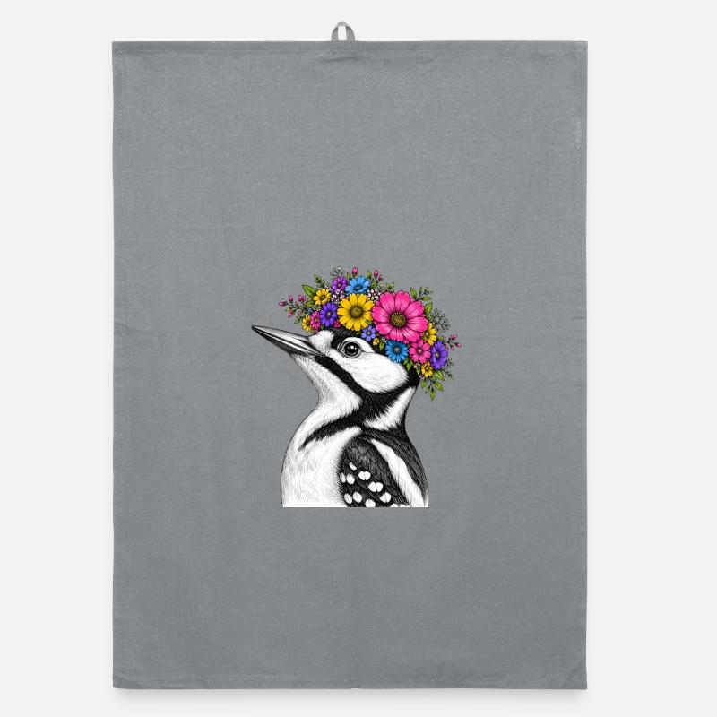 Blütenkranz Vogel  Organic Geschirrtuch