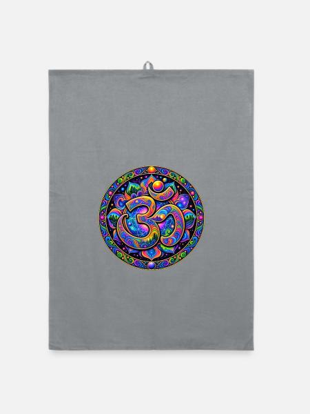 Om-Mandala - Organic Geschirrtuch - Grau - Vorne