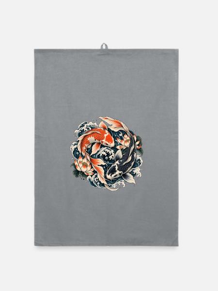 Lucky Koi - Organic Geschirrtuch - Grau