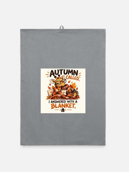 Autumn hat angerufen Ich habe mit einer Decke geantwortet - Organic Geschirrtuch - Grau - Vorne