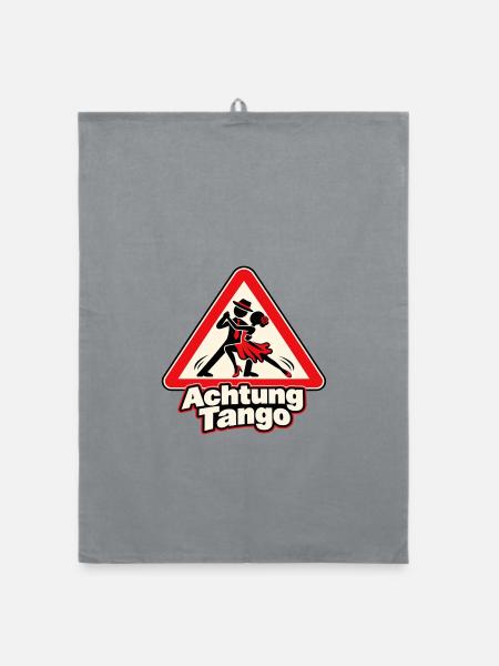 Achtung Tango – Tanzpaar im Warnschild - Organic Geschirrtuch - Grau - Vorne
