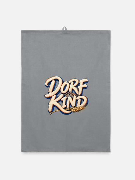 Dorfkind Landleben Schriftzug - Organic Geschirrtuch - Grau - Vorne