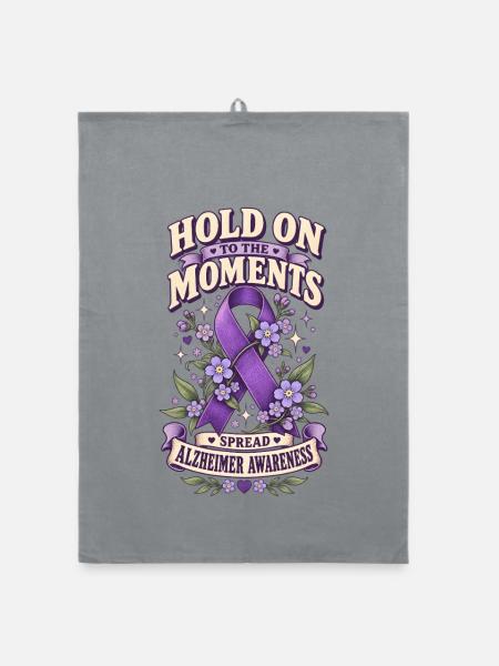  Halte Die Momente Fest Lila Band Alzheimer - Organic Geschirrtuch - Grau - Vorne
