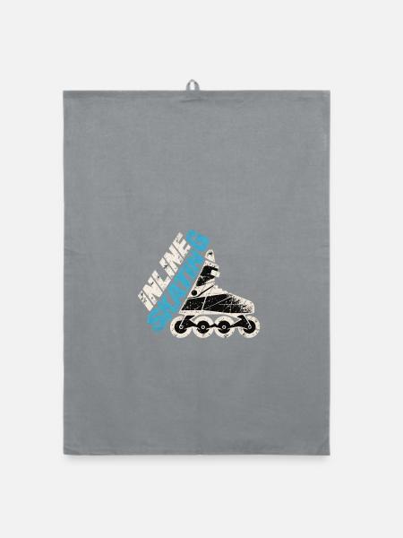 Inline Skating Retro Inliner Design - Organic Geschirrtuch - Grau - Vorne