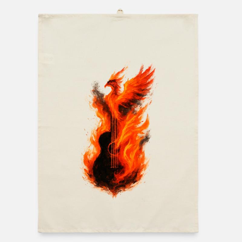Phoenix Fire Guitar: Incandescent Rock Design Organic dish towel