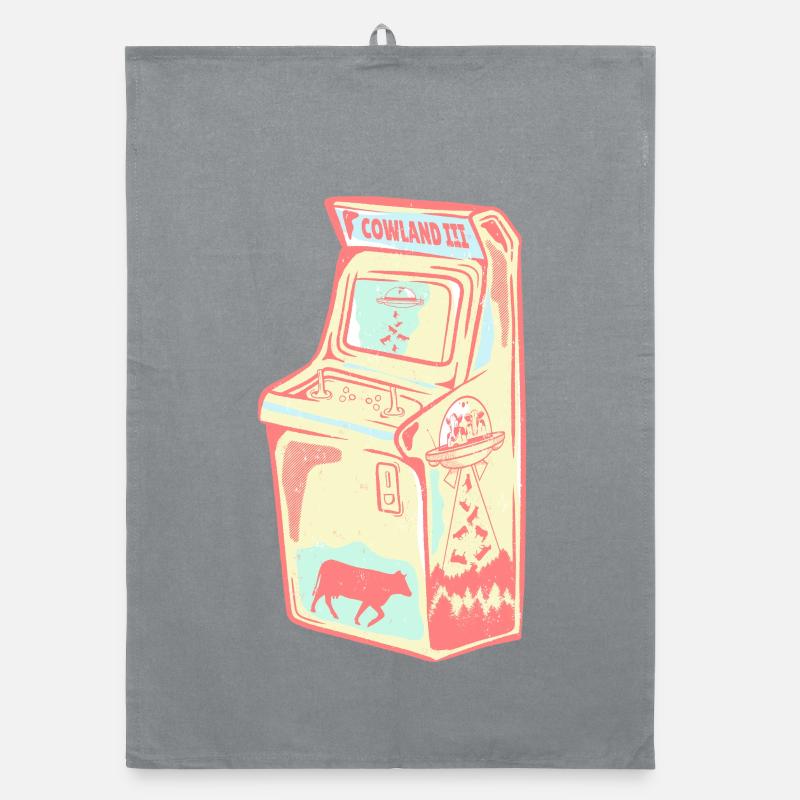Retro Arcade Alien Kuh Organic Geschirrtuch