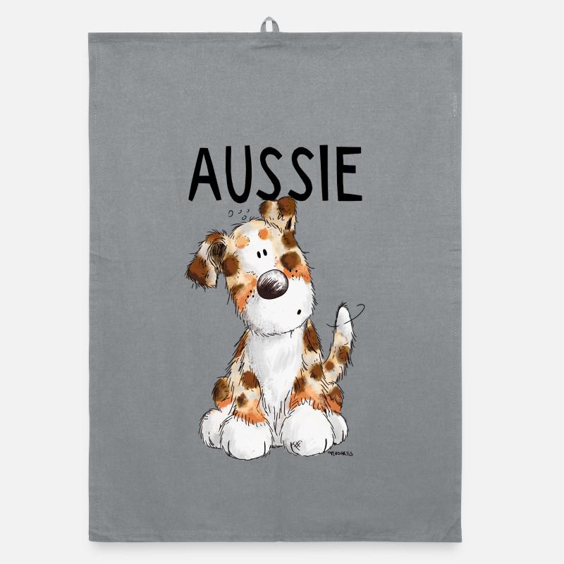 Fröhlicher Aussie - Australian Shepherd - Geschenk Organic Geschirrtuch