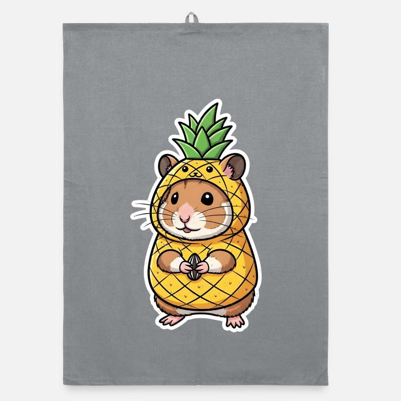 Hamster with Pineapple Comic Shirt Gift Organic dish towel