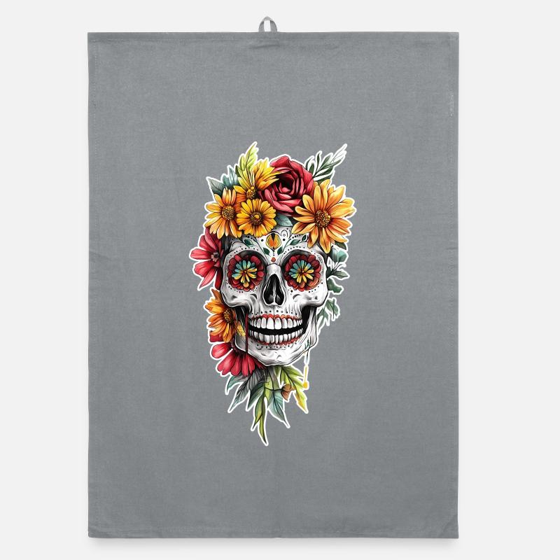 T Shirt Design Candy Skull Organic dish towel