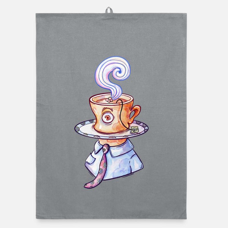 Surreal Tea Cup Man Organic dish towel