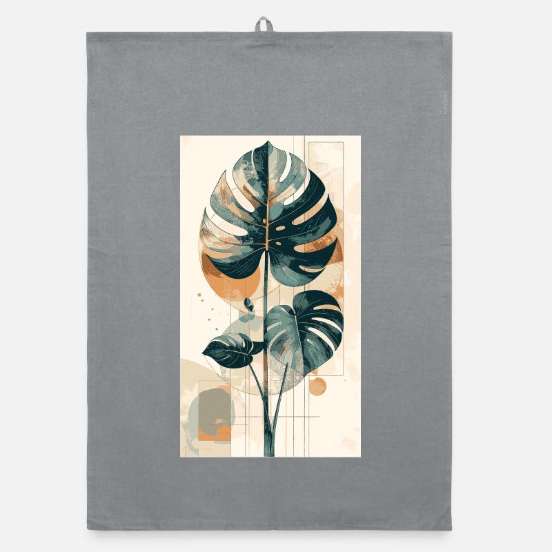 Géométrie du monstera en tons de terre Torchon bio