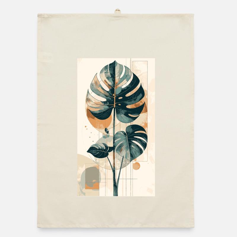 Géométrie du monstera en tons de terre Torchon bio