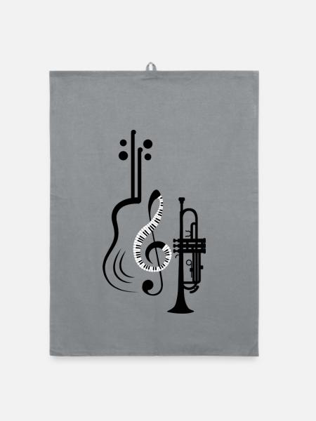 Musiknoten Musik Musiker Notenschlüssel Noten - Organic Geschirrtuch - Grau - Vorne