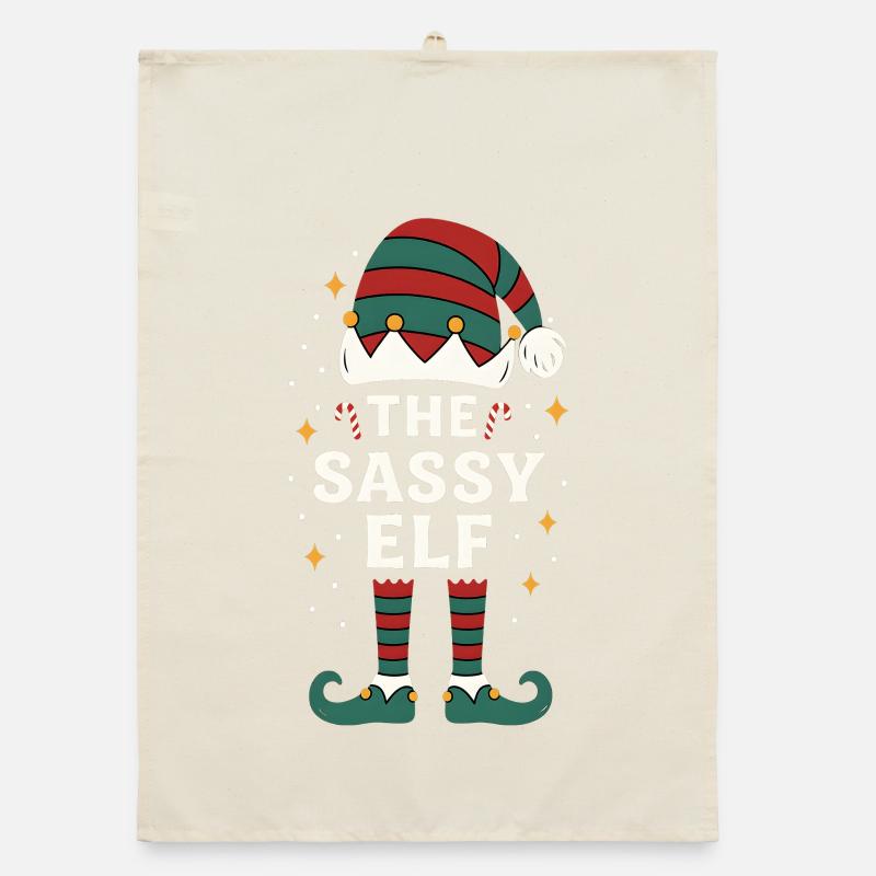 Motif de Noël drôle L’Elfe Effronté Torchon bio