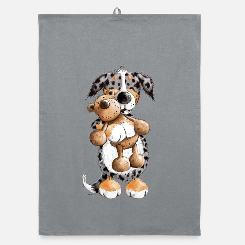 Australian Shepherd mit Teddy Organic Geschirrtuch