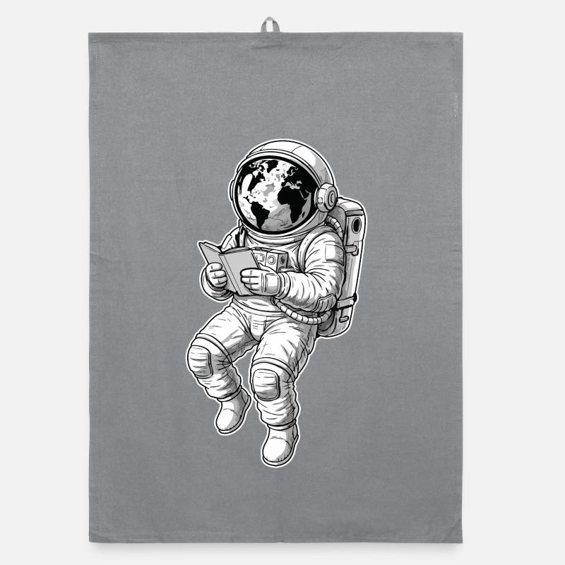 Astronaut Reading Space Earth Organic dish towel