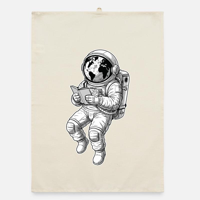 Astronaut Reading Space Earth Organic Geschirrtuch